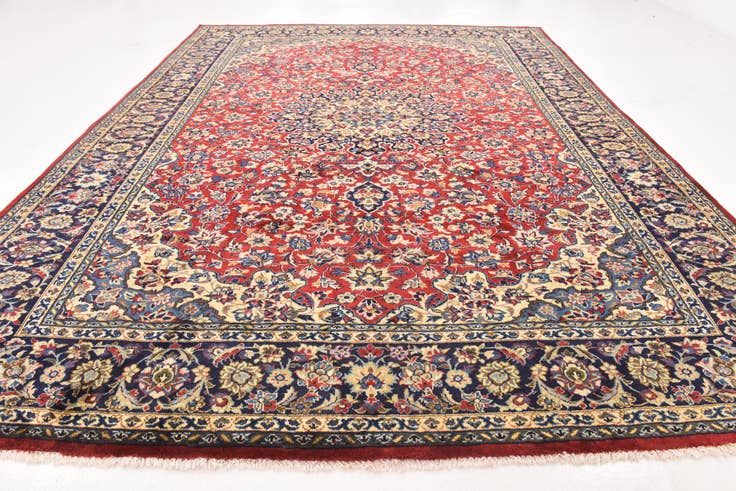 Detail image of 9' 9 x 13' Hand Knotted Isfahan Persian Wool Rug