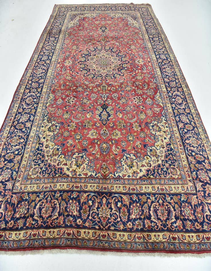 Detail image of 9' 7 x 13' Hand Knotted Isfahan Persian Wool Rug