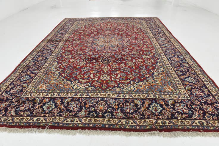 Detail image of 9' 7 x 13' Hand Knotted Isfahan Persian Wool Rug