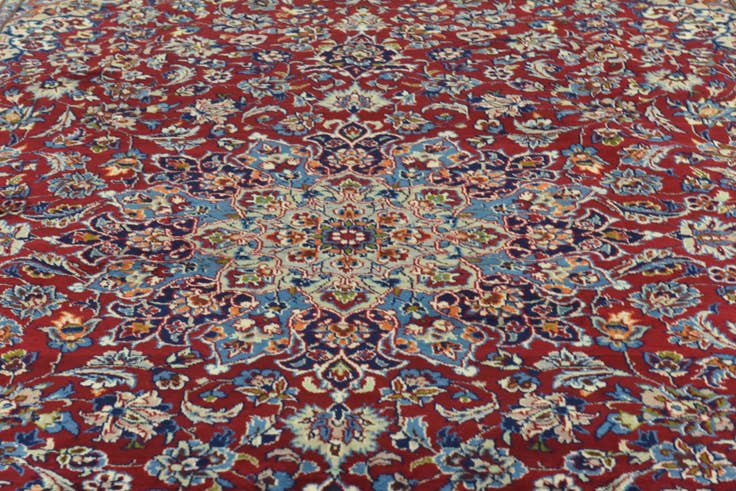 Detail image of 9' 7 x 13' Hand Knotted Isfahan Persian Wool Rug