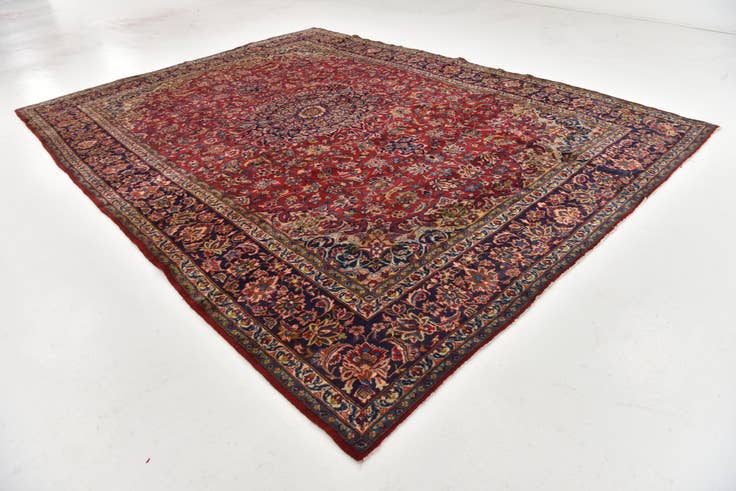 Detail image of 9' 9 x 13' Hand Knotted Isfahan Persian Wool Rug