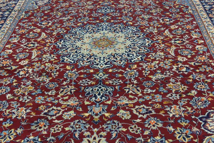 9' 8 x 13' 5 Hand Knotted Isfahan Persian Wool Rug