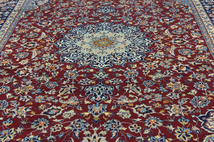 Detail image of 9' 8 x 13' 5 Hand Knotted Isfahan Persian Wool Rug