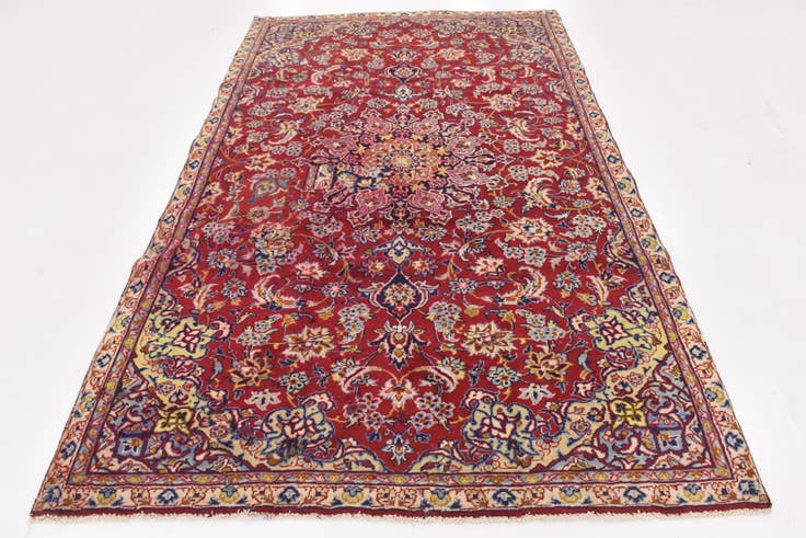 Detail image of 5' 7 x 8' 8 Hand Knotted Isfahan Persian Wool Rug