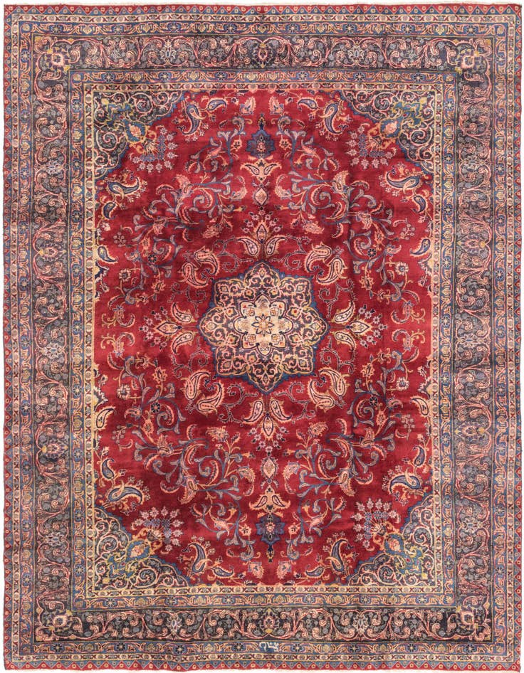 Detail image of 9' 8 x 13' Hand Knotted Isfahan Persian Wool Rug