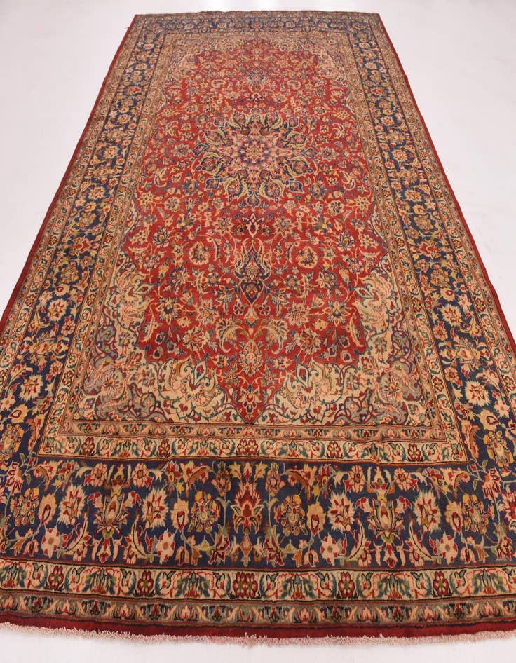 Detail image of 9' 8 x 13'  Hand Knotted Isfahan Persian Wool Rug