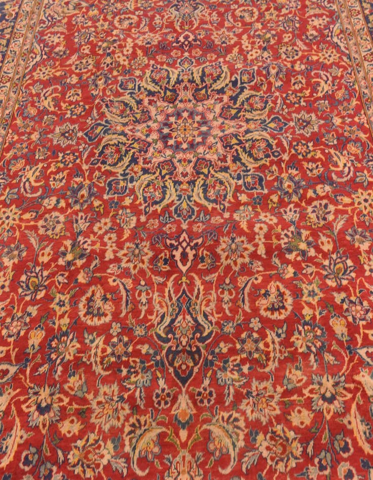 Detail image of 9' 8 x 13'  Hand Knotted Isfahan Persian Wool Rug