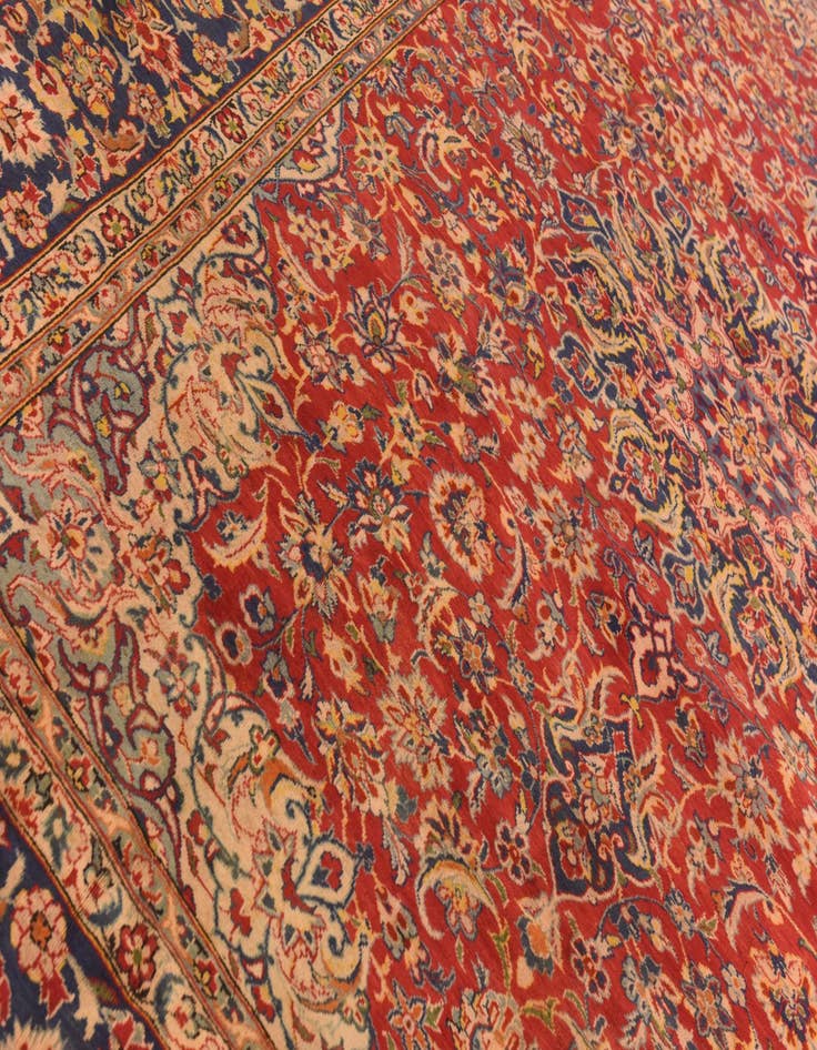 Detail image of 9' 8 x 13'  Hand Knotted Isfahan Persian Wool Rug