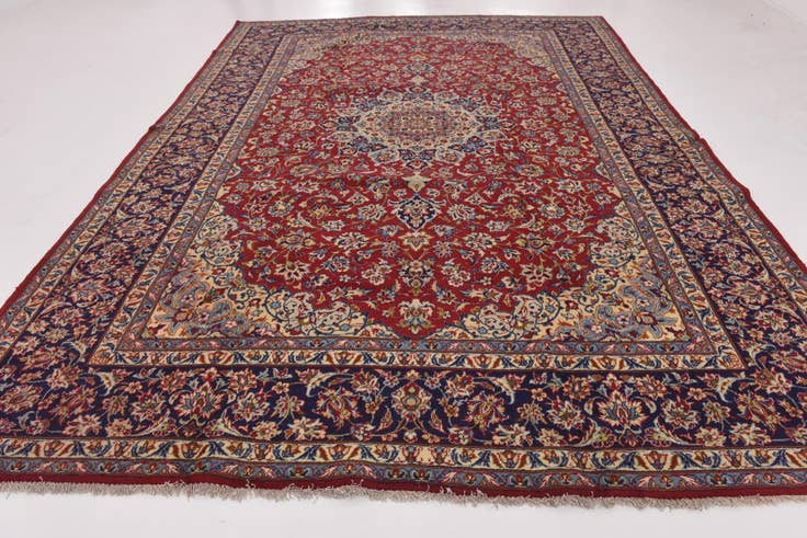 Detail image of 9' 10 x 13' 7 Hand Knotted Isfahan Persian Wool Rug