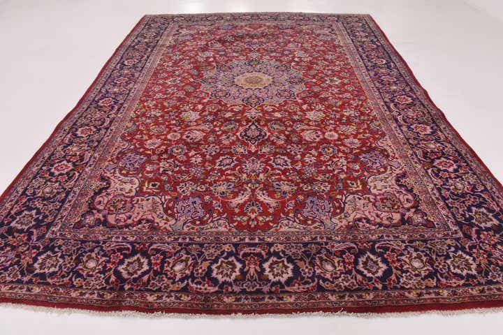 9' 6 x 13' 3 Hand Knotted Isfahan Persian Wool Rug