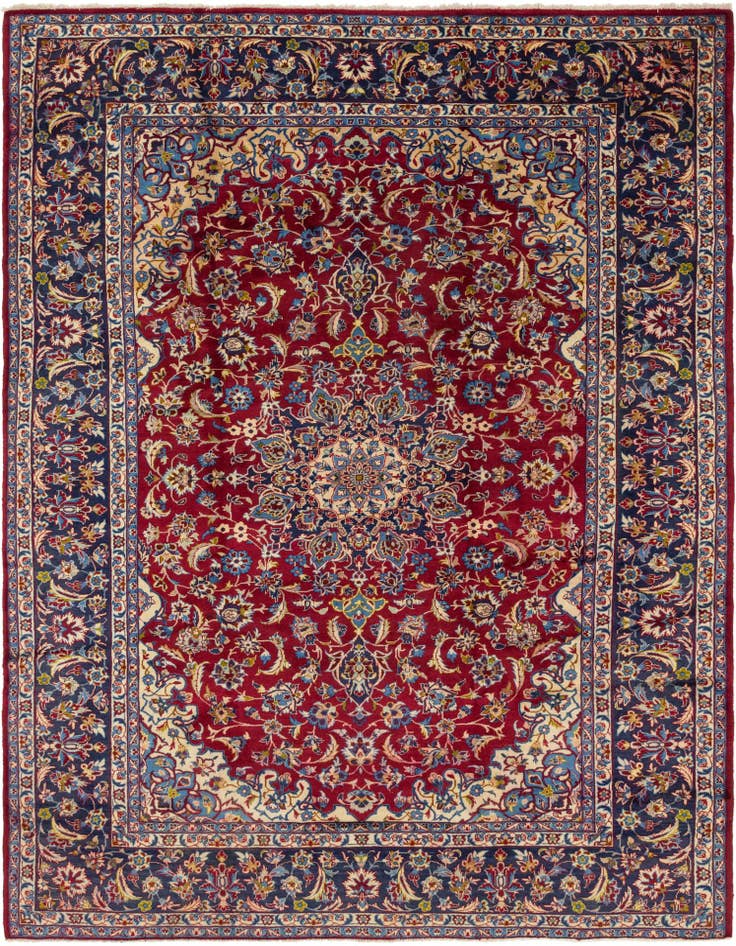 Detail image of 9' 8 x 13' Hand Knotted Isfahan Persian Wool Rug