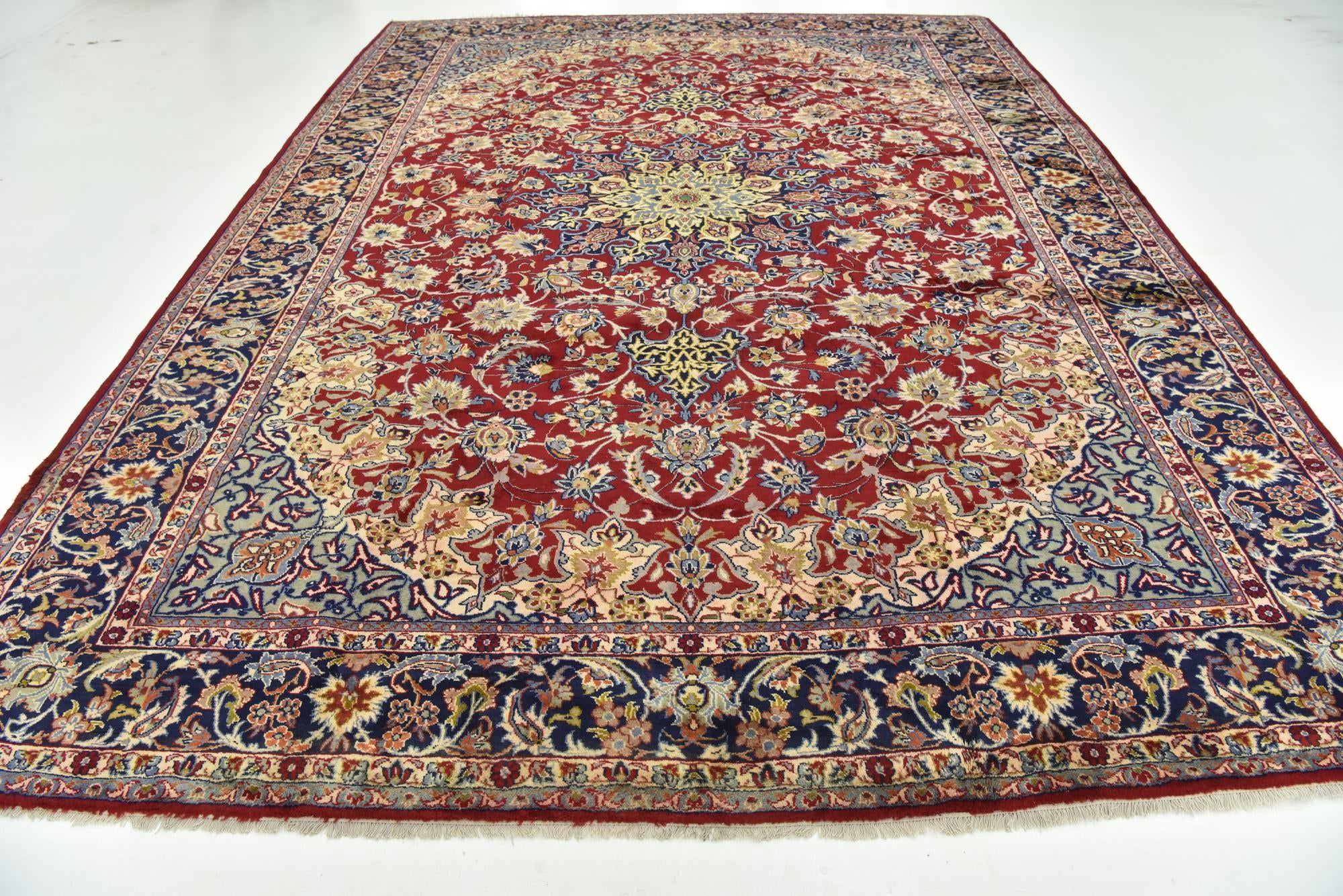9' 9 x 13' 3 Hand Knotted Isfahan Persian Wool Rug