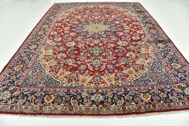 9' 9 x 13' 3 Hand Knotted Isfahan Persian Wool Rug