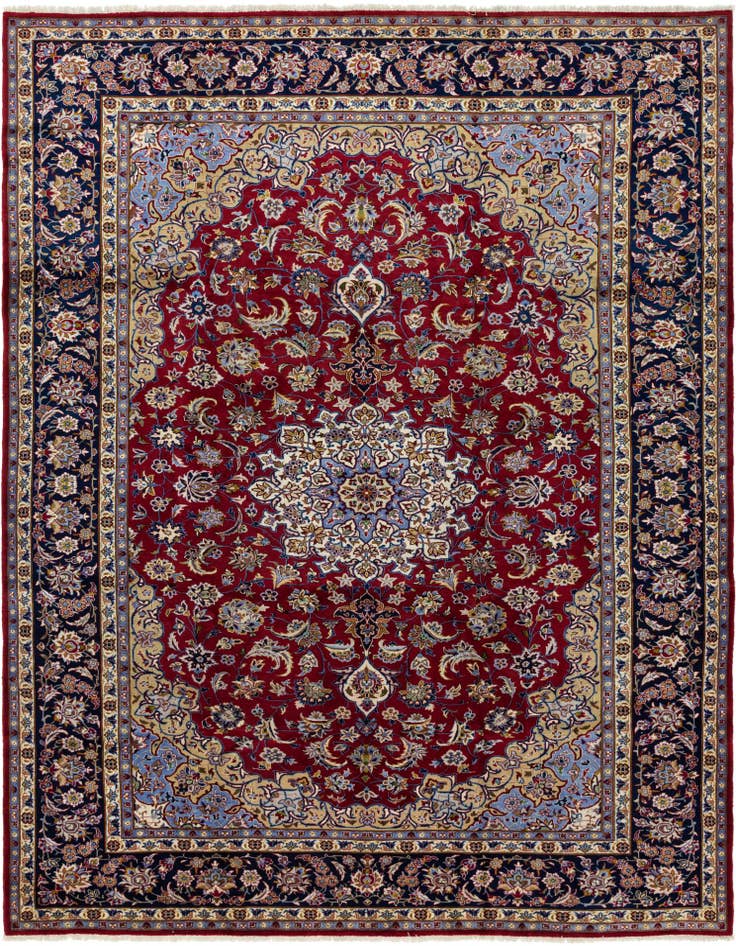 Detail image of 9' 9 x 13' 4 Hand Knotted Isfahan Persian Wool Rug