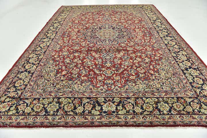 9' 9 x 13' 6 Hand Knotted Isfahan Persian Wool Rug