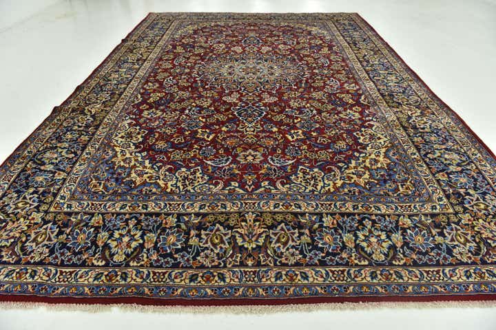 9' 8 x 14' 3 Hand Knotted Isfahan Persian Wool Rug
