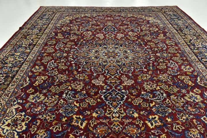9' 8 x 14' 3 Hand Knotted Isfahan Persian Wool Rug