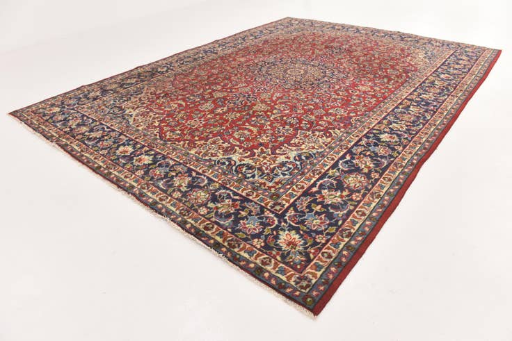 Detail image of 9' 9 x 13' Hand Knotted Isfahan Persian Wool Rug