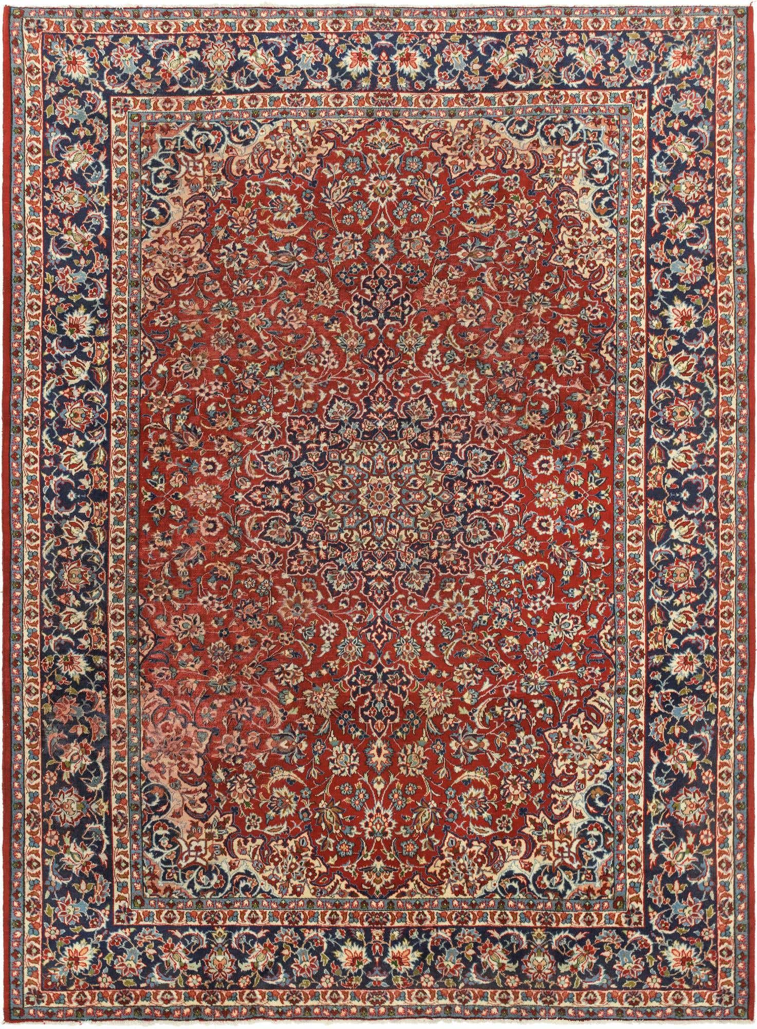 9' 9 x 13' Hand Knotted Isfahan Persian Wool Rug
