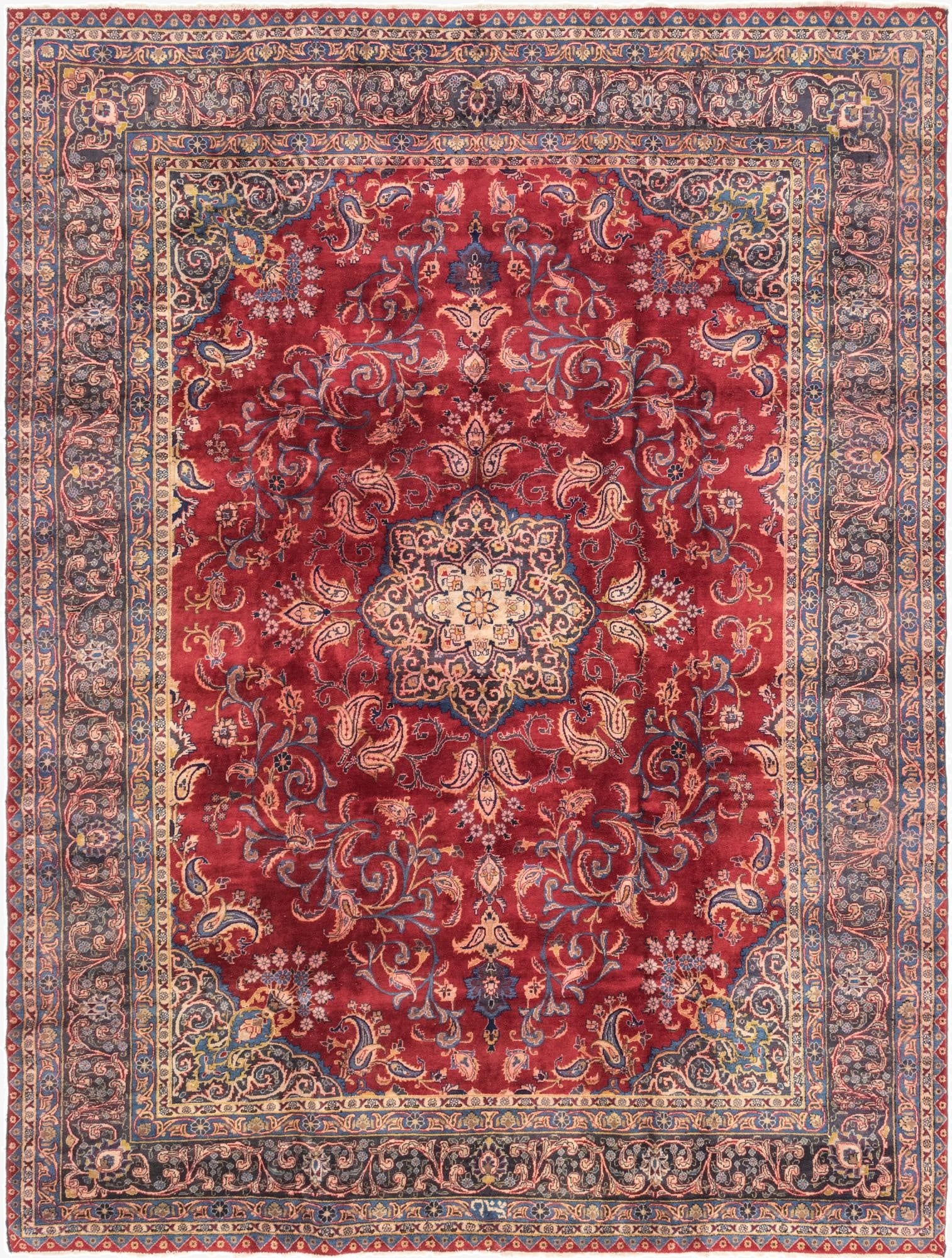 9' 8 x 13'  Hand Knotted Isfahan Persian Wool Rug