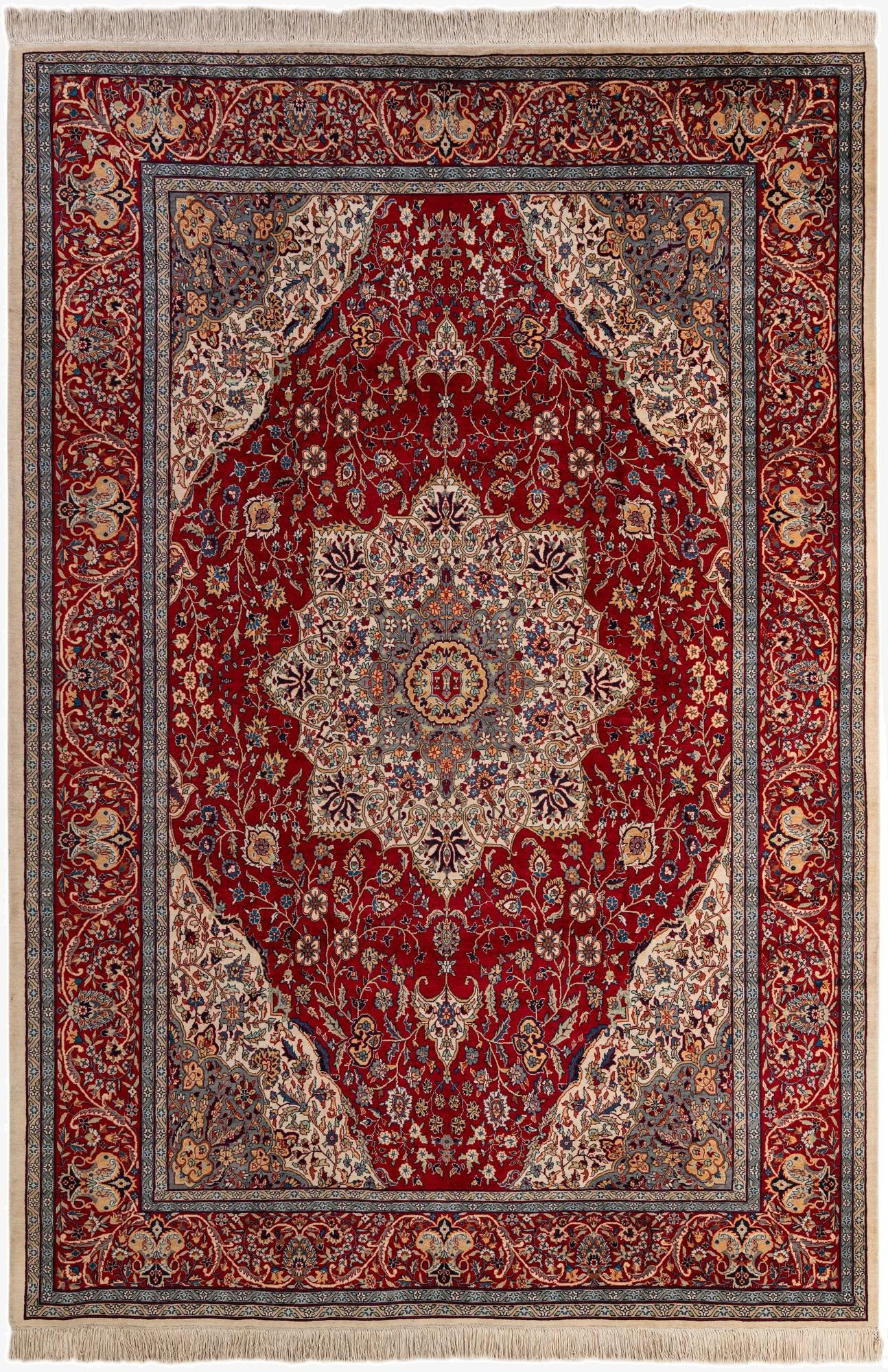 220cm x 323cm  Hand Knotted Isfahan Wool Alfombra