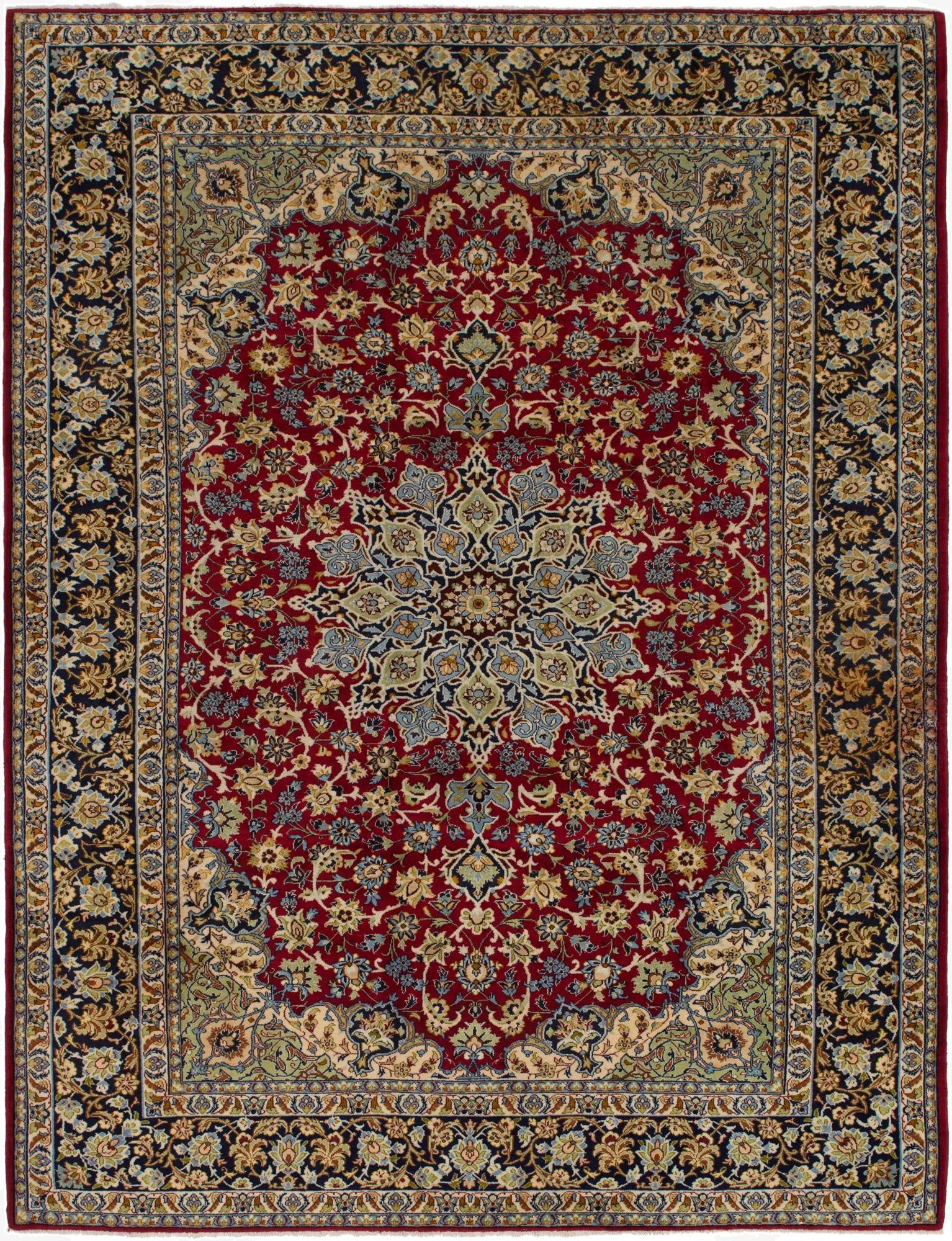 9' 7 x 12' 9  Hand Knotted Isfahan Persian Wool Rug