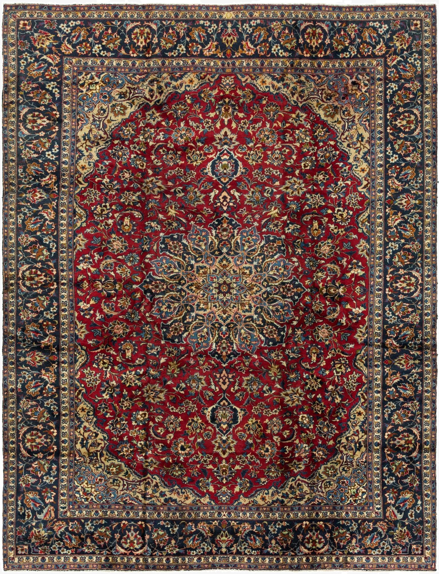 9' 8 x 12' 10  Hand Knotted Isfahan Persian Wool Rug