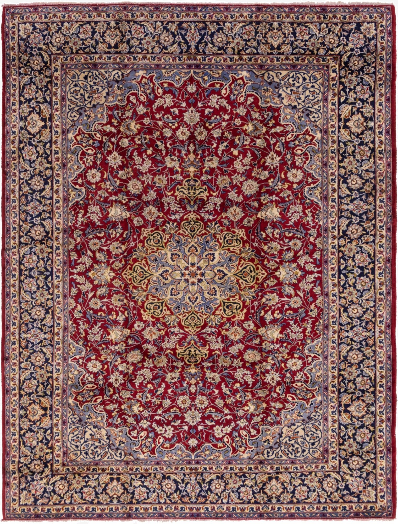 9' 9 x 12' 10  Hand Knotted Isfahan Persian Wool Rug
