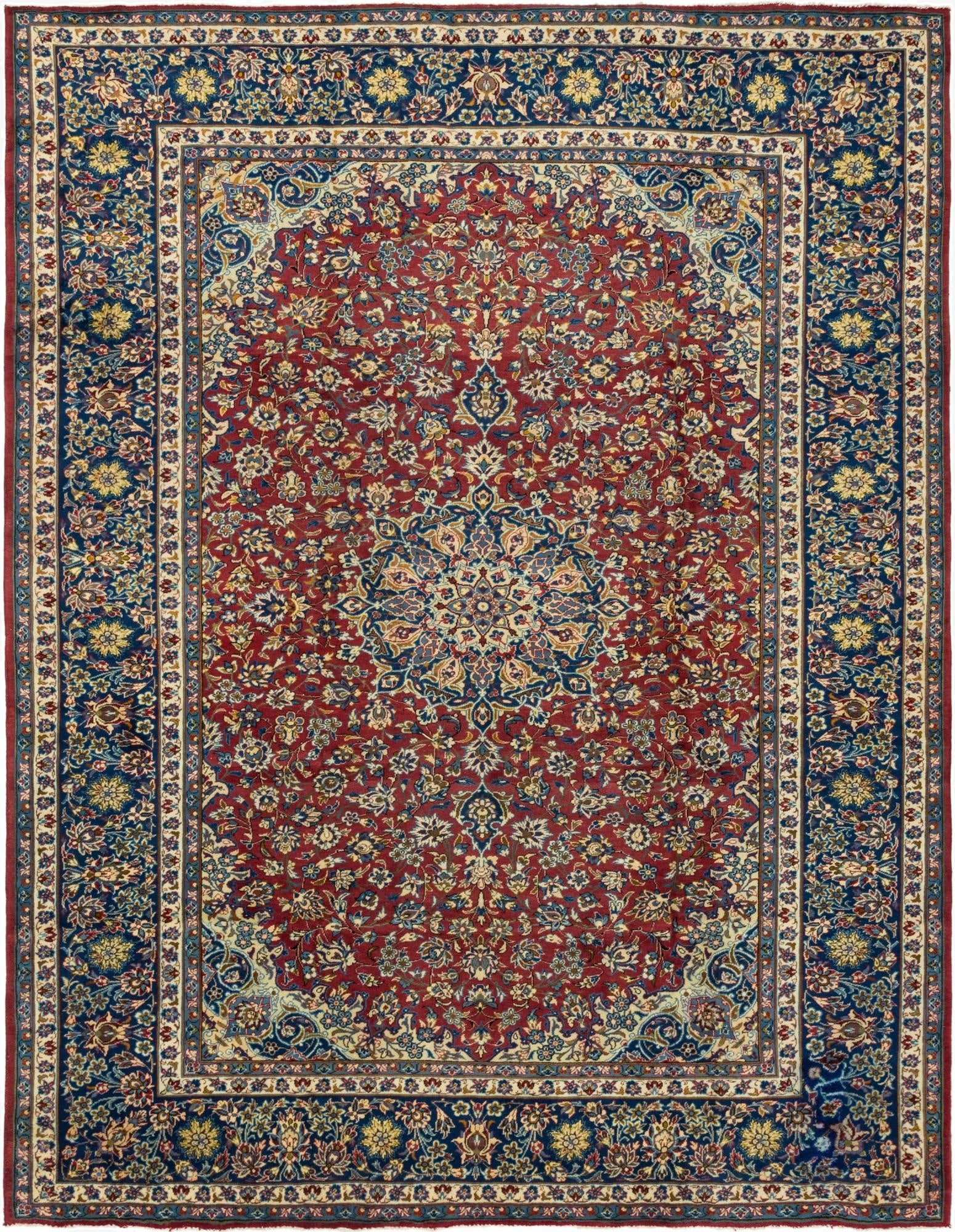 9' 9 x 12' 8  Hand Knotted Isfahan Persian Wool Rug
