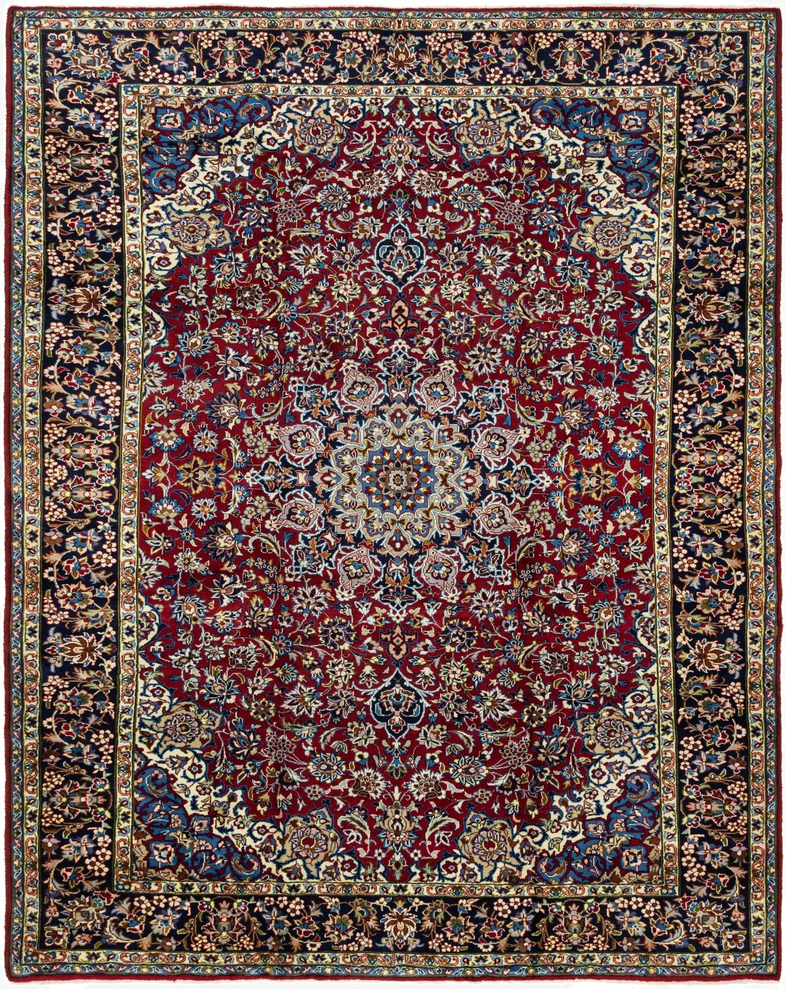 9' 8 x 12' 9  Hand Knotted Isfahan Persian Wool Rug