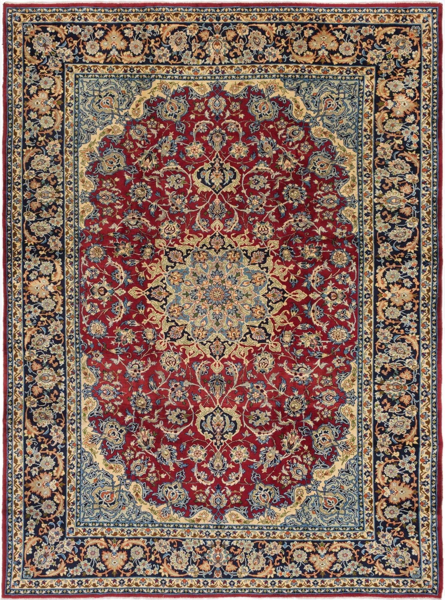 9' 6 x 13'  Hand Knotted Isfahan Persian Wool Rug