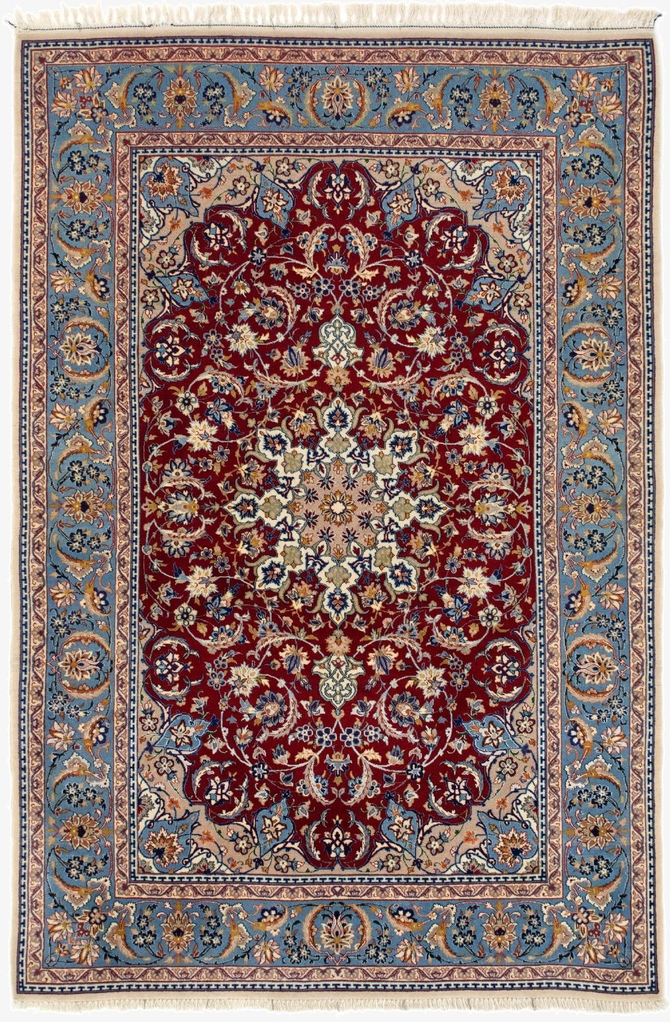 3' 5 x 5' 2  Hand Knotted Isfahan Persian Rug