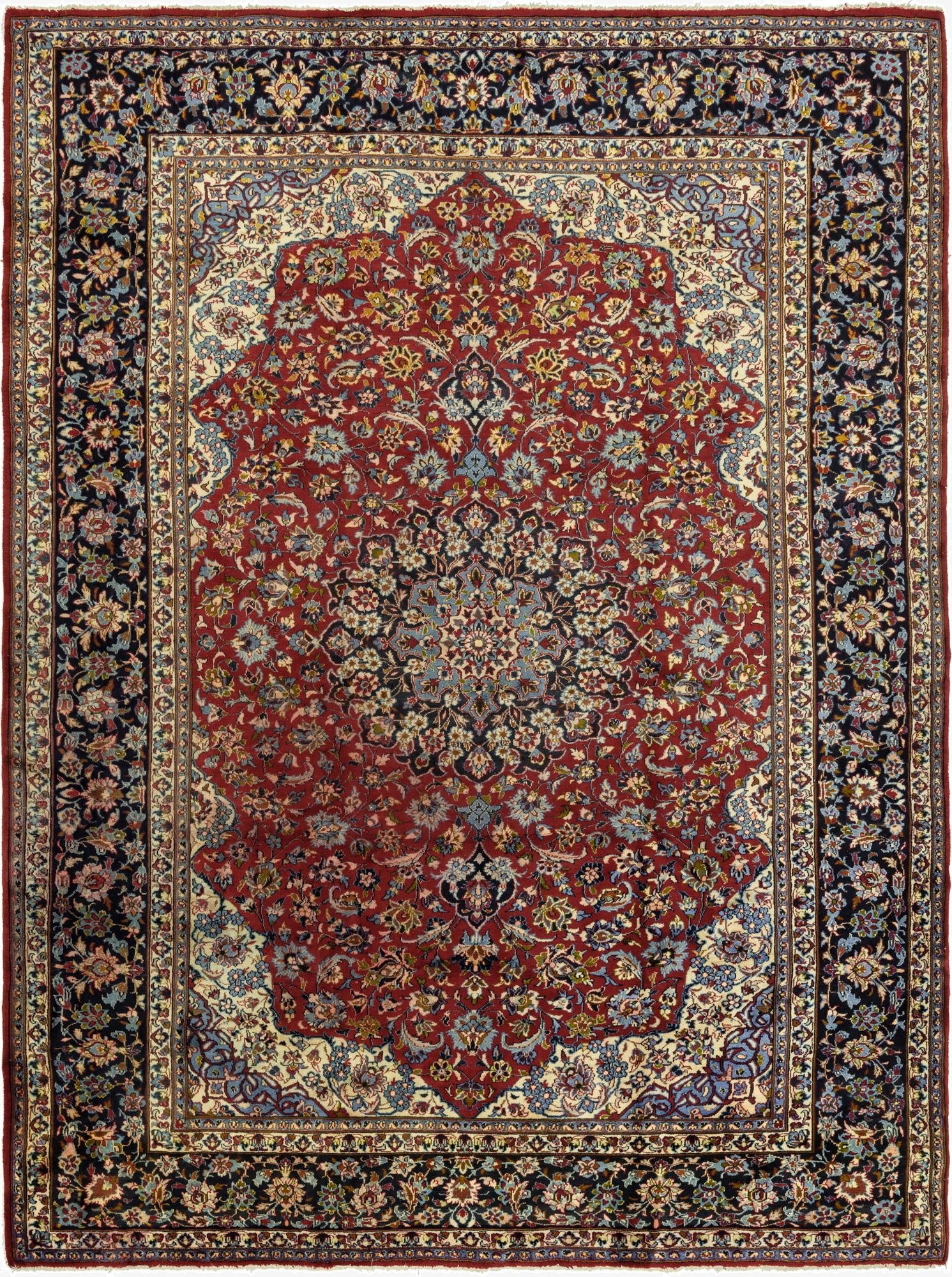 9' 10 x 13' 1  Hand Knotted Isfahan Persian Wool Rug