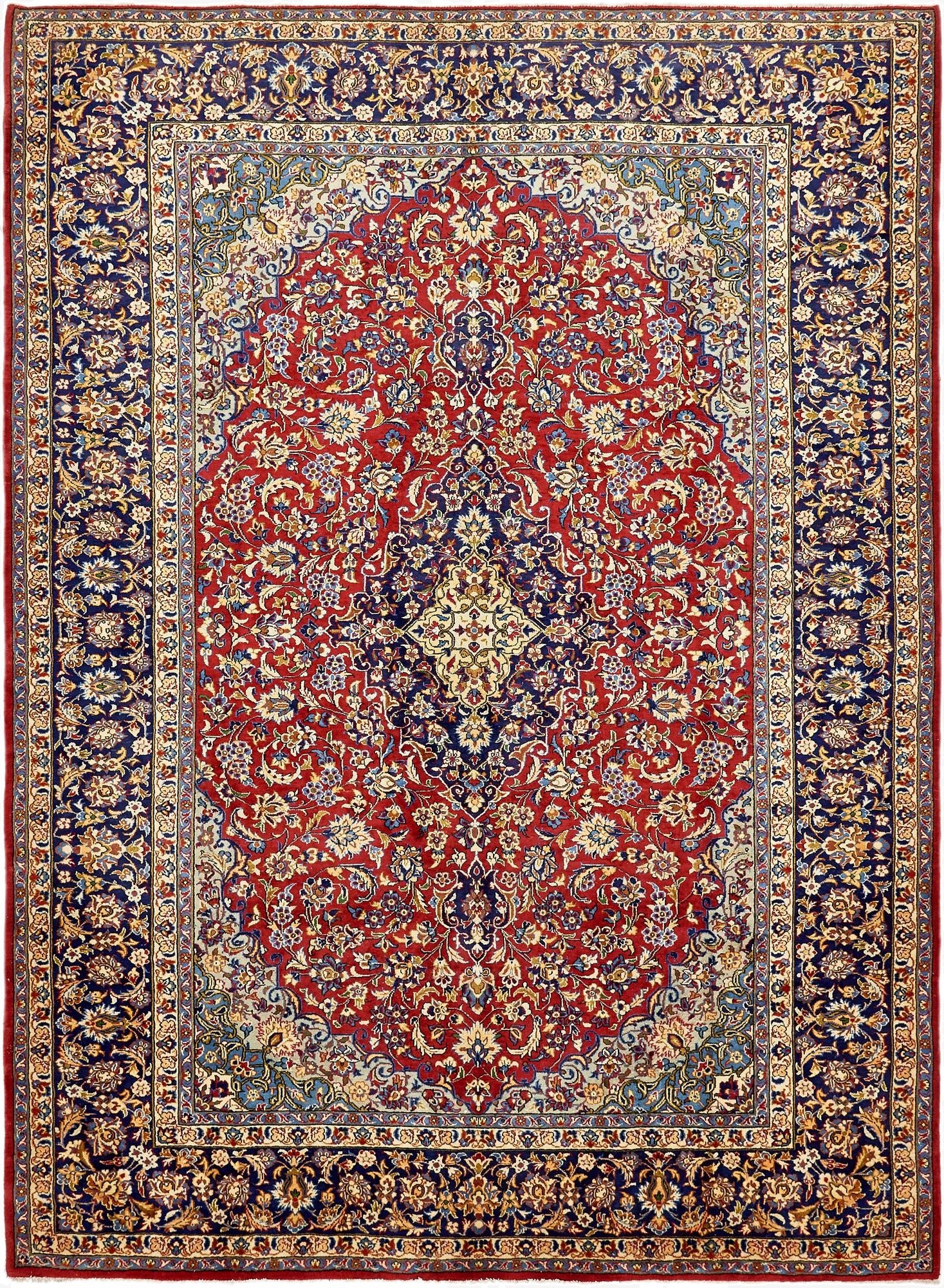 9' 10 x 13' 3  Hand Knotted Isfahan Persian Wool Rug