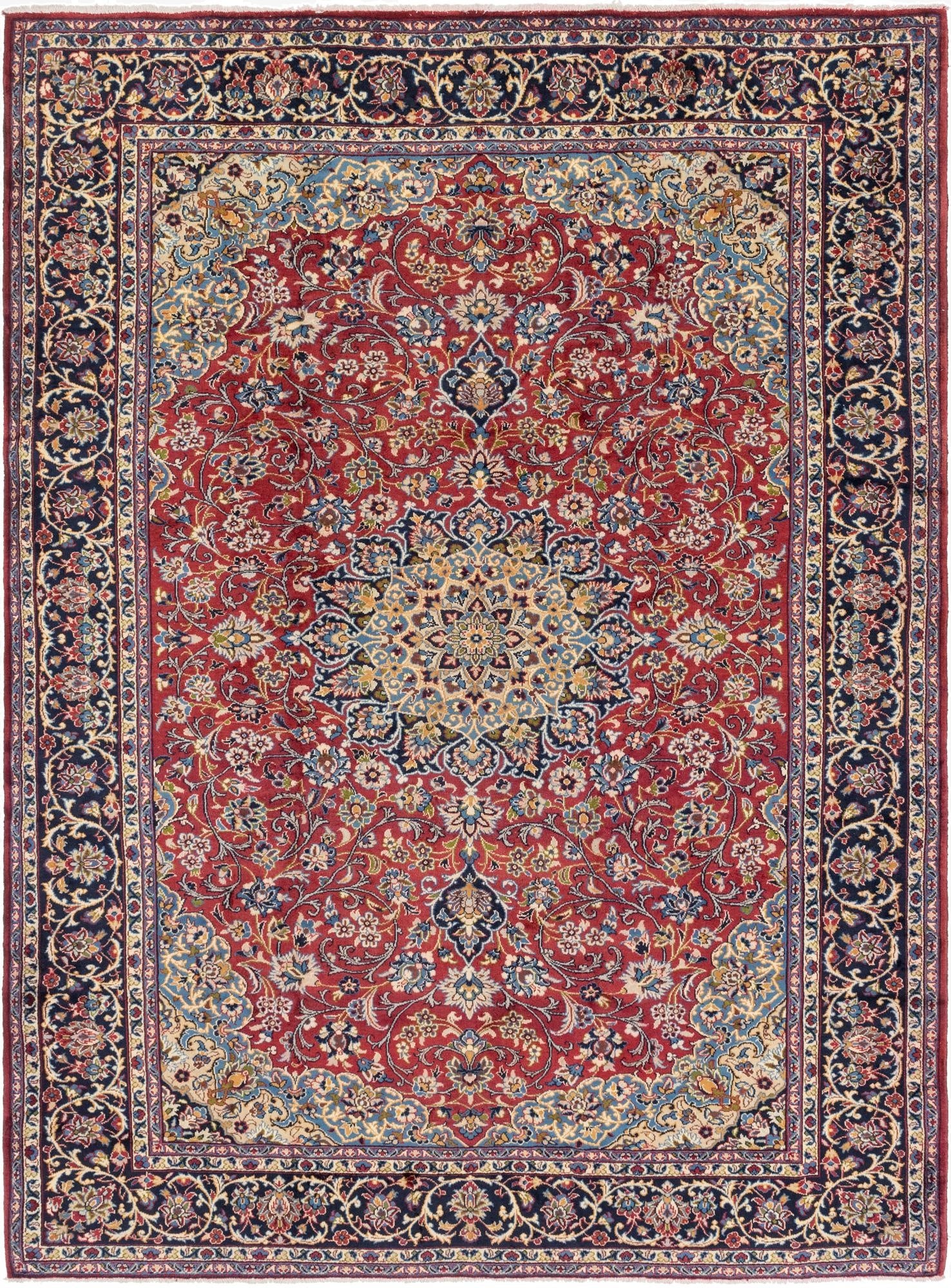 9' 8 x 13' 4  Hand Knotted Isfahan Persian Wool Rug