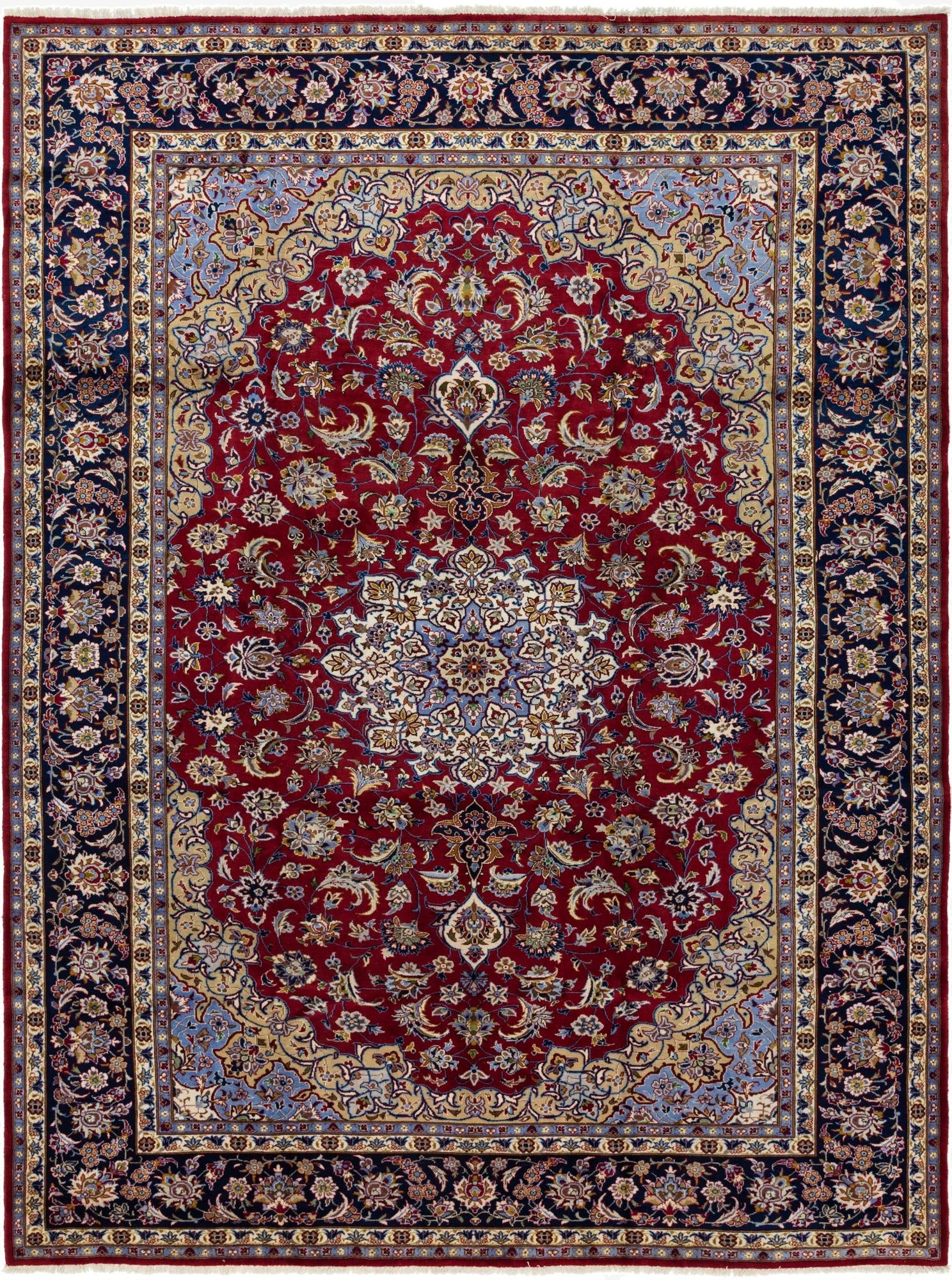 9' 9 x 13' 4  Hand Knotted Isfahan Persian Wool Rug