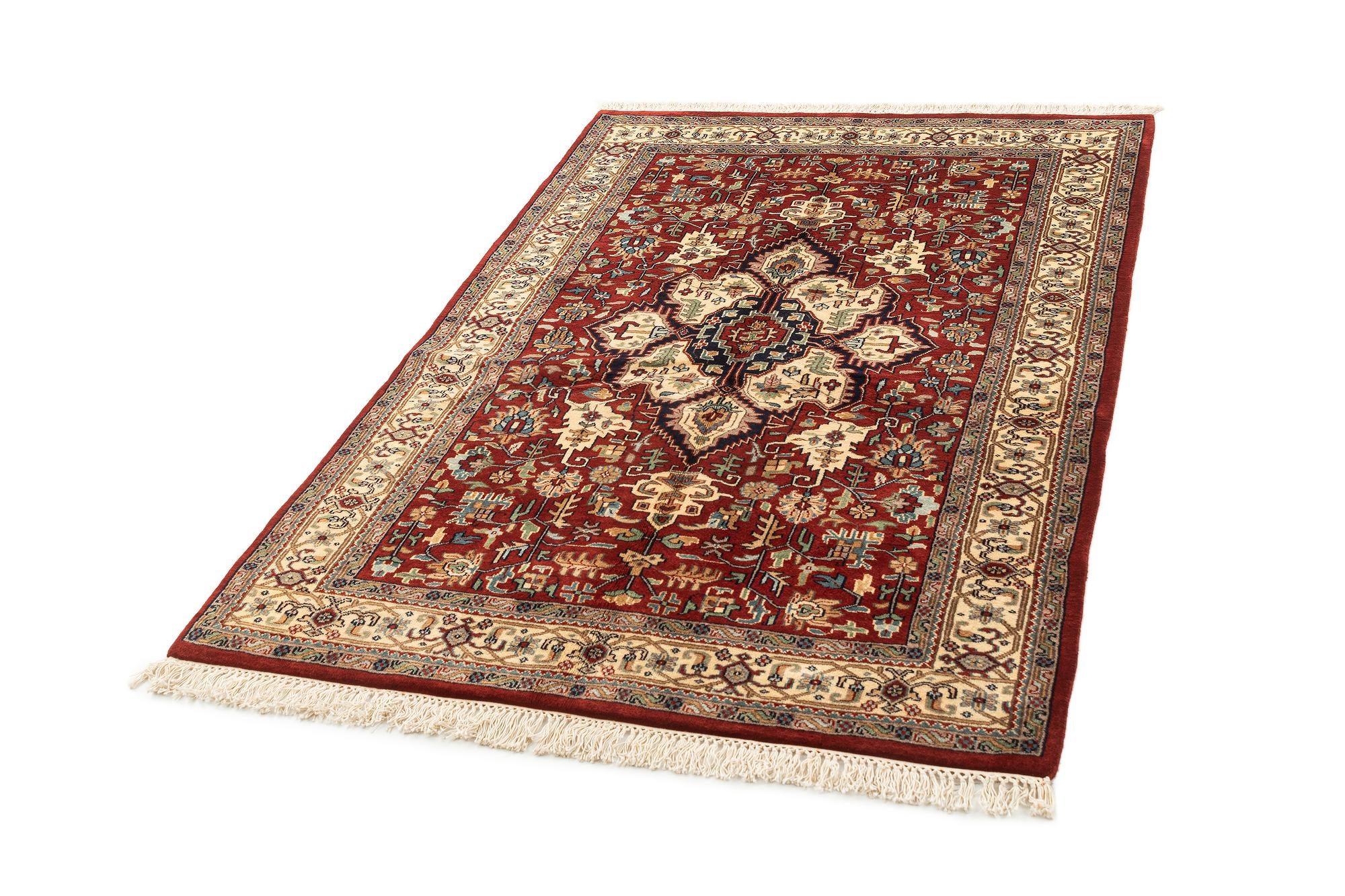 4' 2 x 6' 6 Hand Knotted Jaipur Agra Wool Rug
