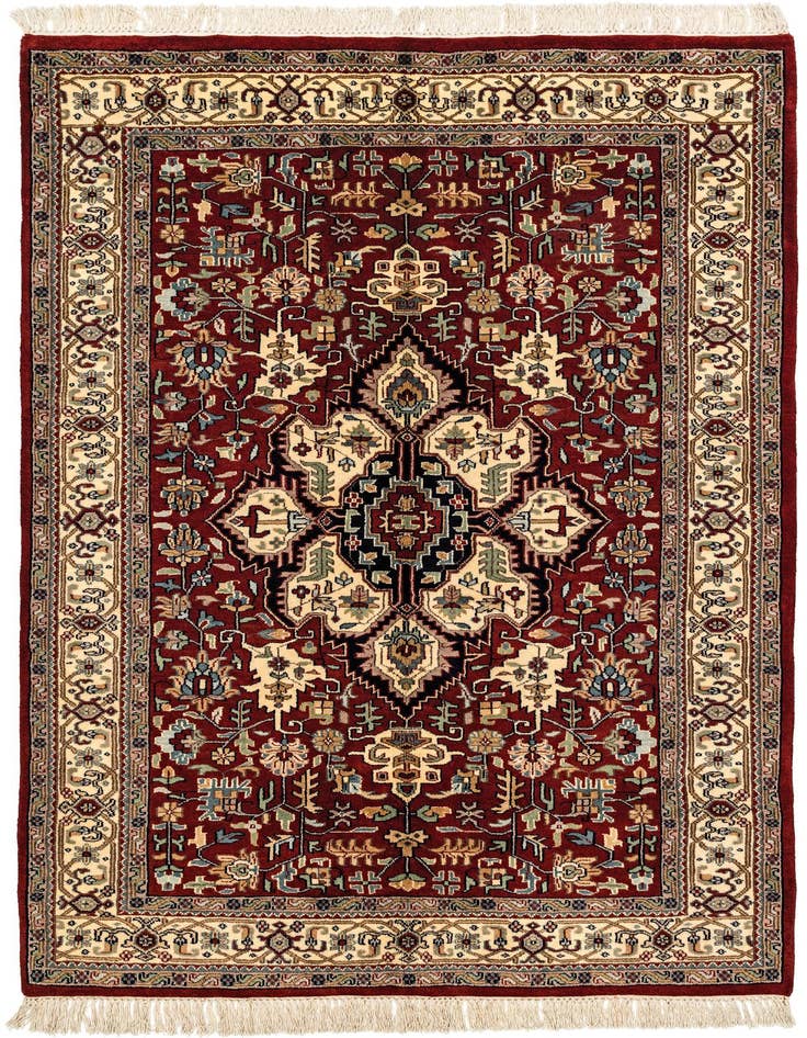 Detail image of 4' 2 x 6' 6 Hand Knotted Jaipur Agra Wool Rug