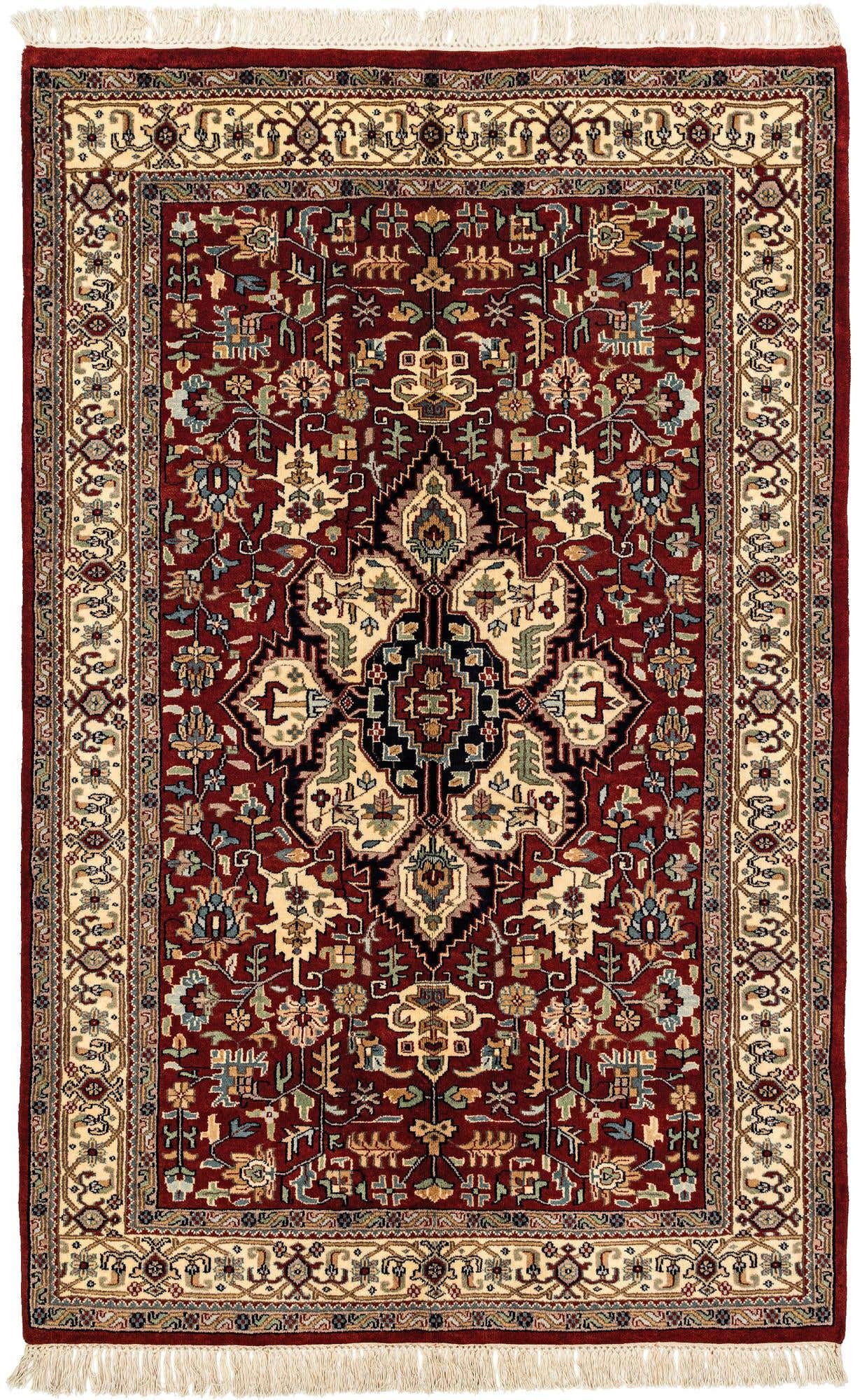 4' 2 x 6' 6 Hand Knotted Jaipur Agra Wool Rug
