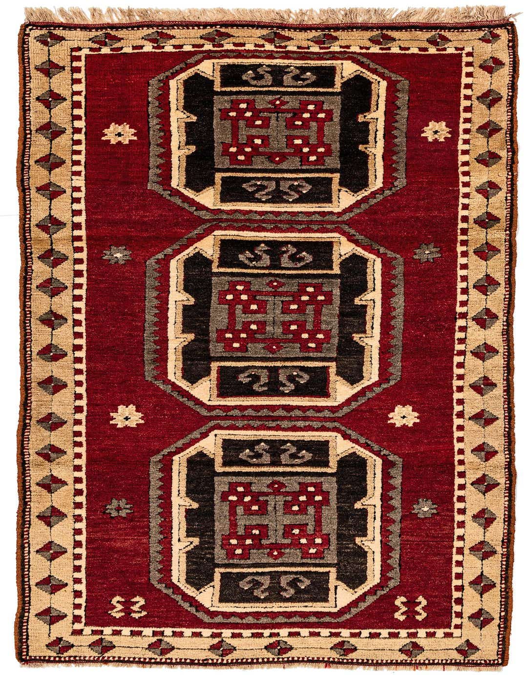 3' 3 x 6' 1 Hand Knotted Kars Wool Rug