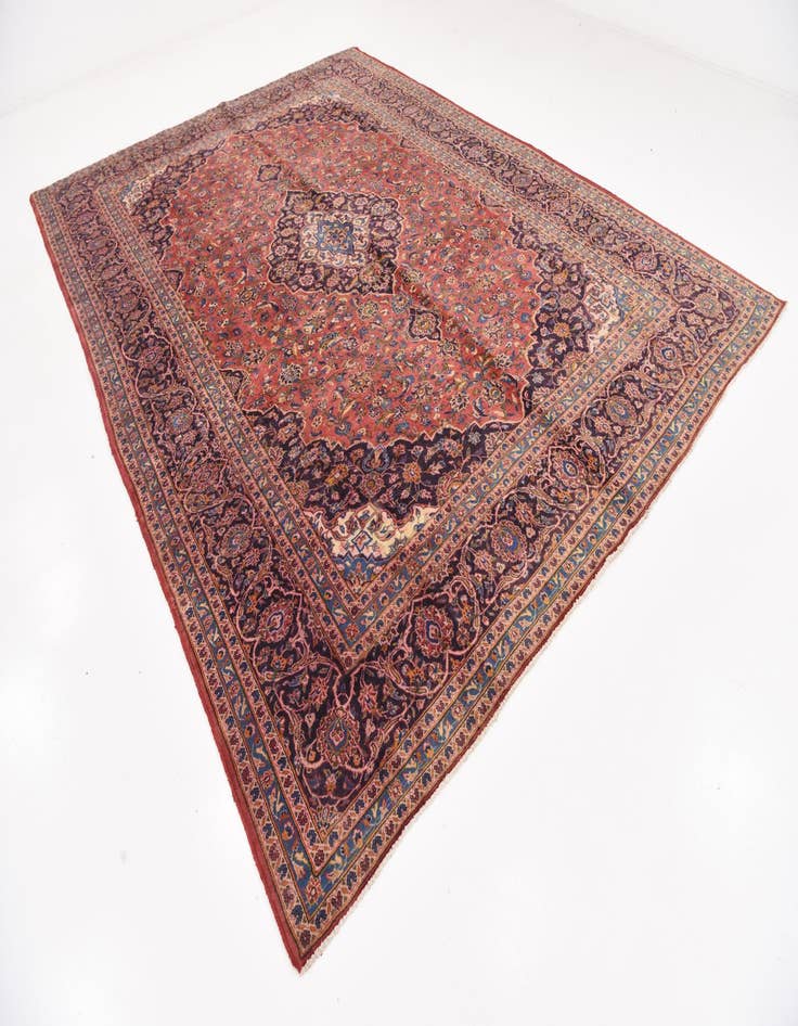 Detail image of 9' 9 x 13' 3  Hand Knotted Kashan Persian Wool Rug