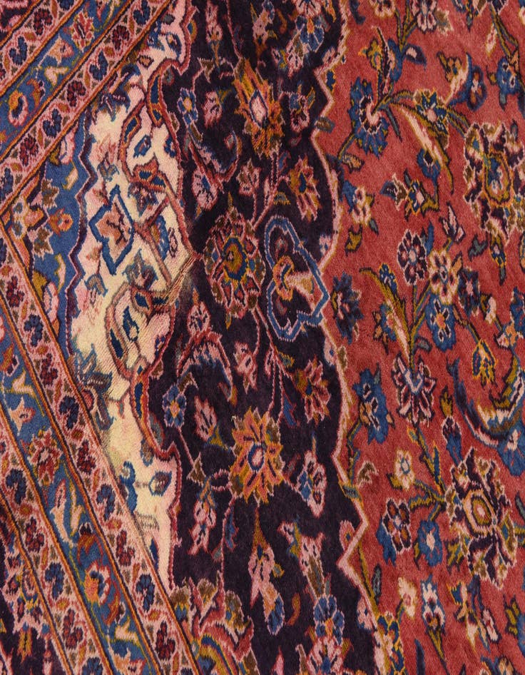 Detail image of 9' 9 x 13' 3  Hand Knotted Kashan Persian Wool Rug