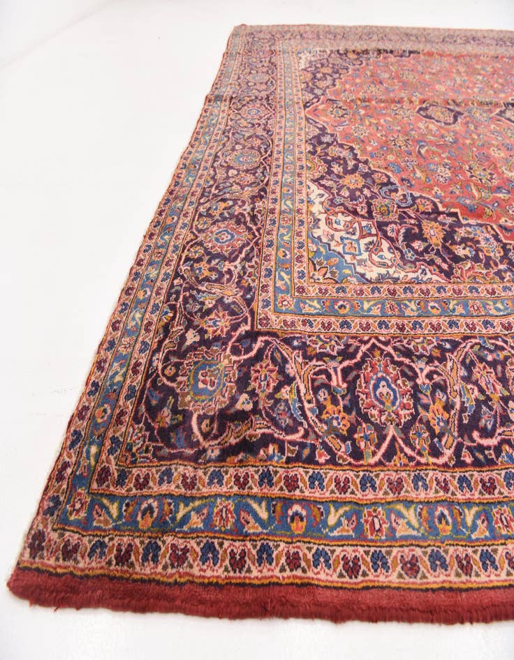 Detail image of 9' 9 x 13' 3  Hand Knotted Kashan Persian Wool Rug
