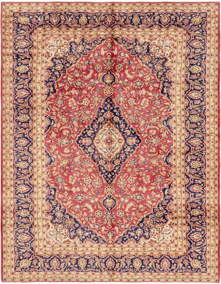 Detail image of 9' 8 x 13' Hand Knotted Kashan Persian Wool Rug