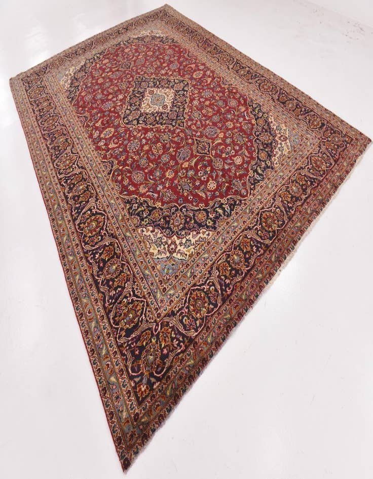 Detail image of 9' 7 x 13' 3 Hand Knotted Kashan Persian Wool Rug