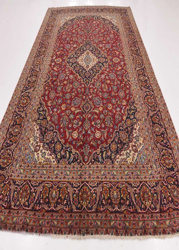 9' 7 x 13' 3 Hand Knotted Kashan Persian Wool Rug