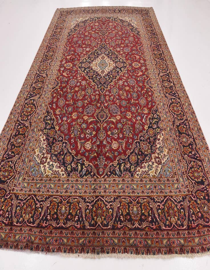 Detail image of 9' 7 x 13' 3 Hand Knotted Kashan Persian Wool Rug