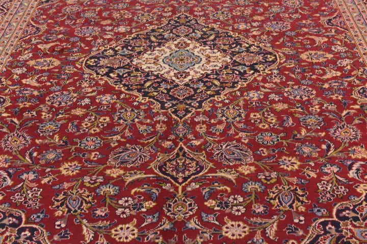 9' 7 x 13' 3 Hand Knotted Kashan Persian Wool Rug