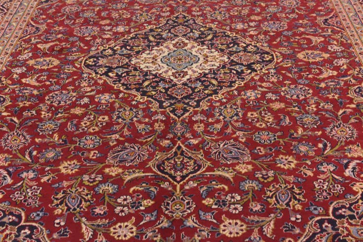 Detail image of 9' 7 x 13' 3 Hand Knotted Kashan Persian Wool Rug