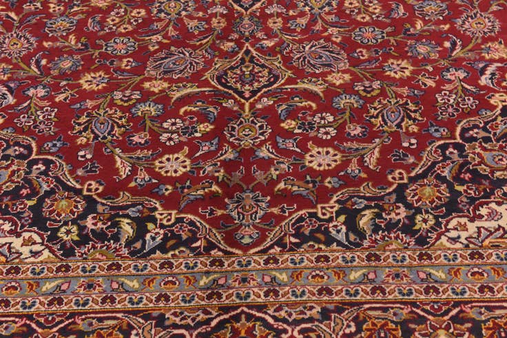 Detail image of 9' 7 x 13' 3 Hand Knotted Kashan Persian Wool Rug
